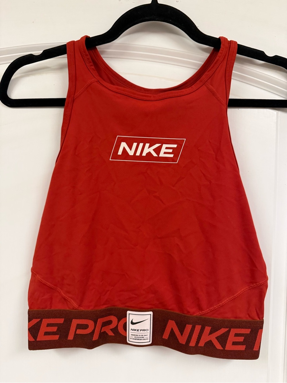Nike Pro Dri-FIT Women’s Medium Red High Neck Longline Sports Bra Crop Top